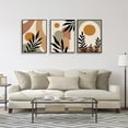 thumbnail image 2 of Minimalist Boho Abstract Canvas Wall Art Mid-Century Modern Beige Set of 3 Poster Neutral Geometric Line Sun Floral Prints Painting Rustic Cottage Decor Living Room Bedroom 12x16in Framed, 2 of 6