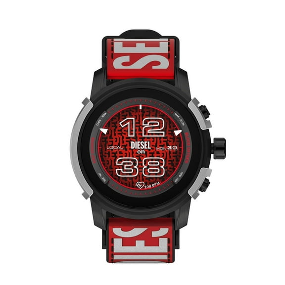 Diesel DZT2041 Griffed Gen 6 Red/White Silicone Strap Mens Alexa GPS Smartwatch