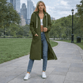 thumbnail image 3 of Busydd Fall Jackets for Women 2025 Solid Color Drawstring Zip Up Hoodie Casual Comfy Long Sleeve Fall Shirts Side Slit Long Trench Coats with Pockets S, 3 of 9