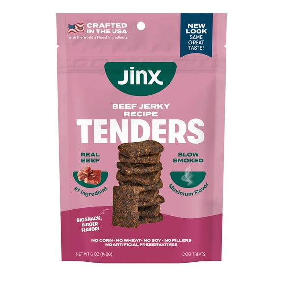 Jinx All Natural Slow-Smoked Beef Flavor Jerky Tenders for Dogs, 5 oz Bag