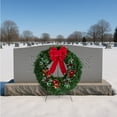 thumbnail image 4 of Sympathy Silks Christmas Memorial Wreath Plaid Packages and Holly with Sheer White Bow on 30 Inch Easel, 4 of 5