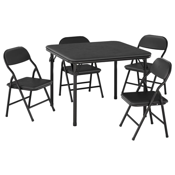 Folding Square Table and Chairs Set, Lightweight Indoor Outdoor Dining Set, 1 Table 4 Chairs Compact Seating, Collapsible Space-Saving Table Set, Portable Foldable Dining Chairs