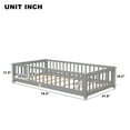 thumbnail image 5 of Twin Size Floor Bed for Toddlers and Kids, Solid Wood Montessori Floor Bed with Safety Fence Rail and Small Door, Durable Montessori Bed Frame with Sturdy Slats Support for Boys and Girls, Gray, 5 of 9