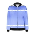 thumbnail image 5 of TFEOQRY Women's Hoodless Casual Jackets Fashion Striped Printed Zipper Top Cardigan Jacket Long Sleeve Hoodless Outwear Light Blue, 5 of 5