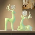 thumbnail image 6 of Christmas Reindeer Figurines - Resin Deer Statues for Home Décor, Xmas Tabletop Decor, Fireplace Mantel, Shelf & Cabinet Ornaments (Set of 2 Elk Sculptures), 6 of 9