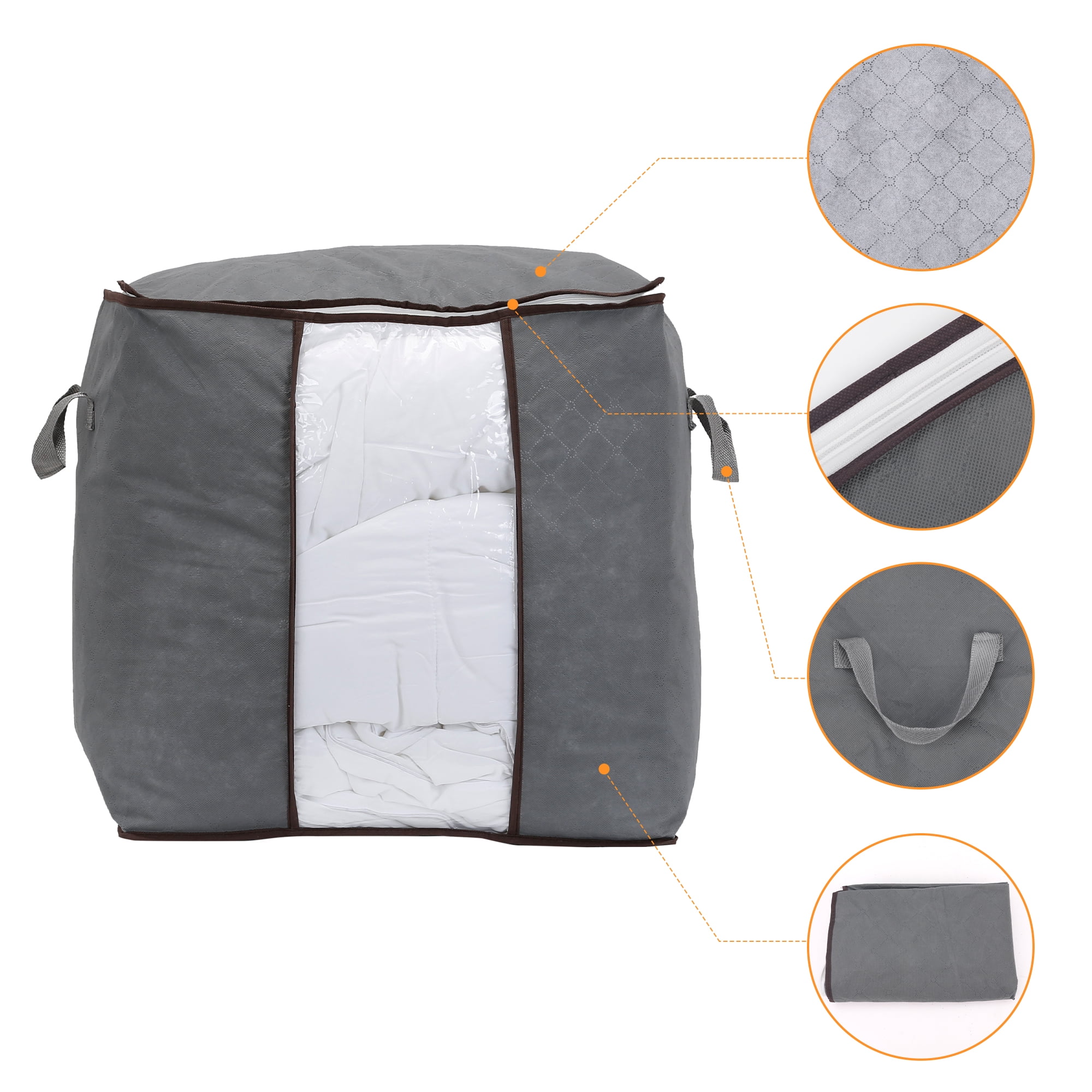 Unique Bargains 1 Pack Clothes Storage Bags Moving Bags Grey 19.5*19.5*14in