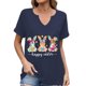 thumbnail image 1 of Corto para las Mujeres Casual Verano 2025 Pascua Impresión V-Cuello Camiseta, Ligero 95% Poliéster 5% Spandex Top para Toda la Temporada Hogar Y Diario, 1 of 7