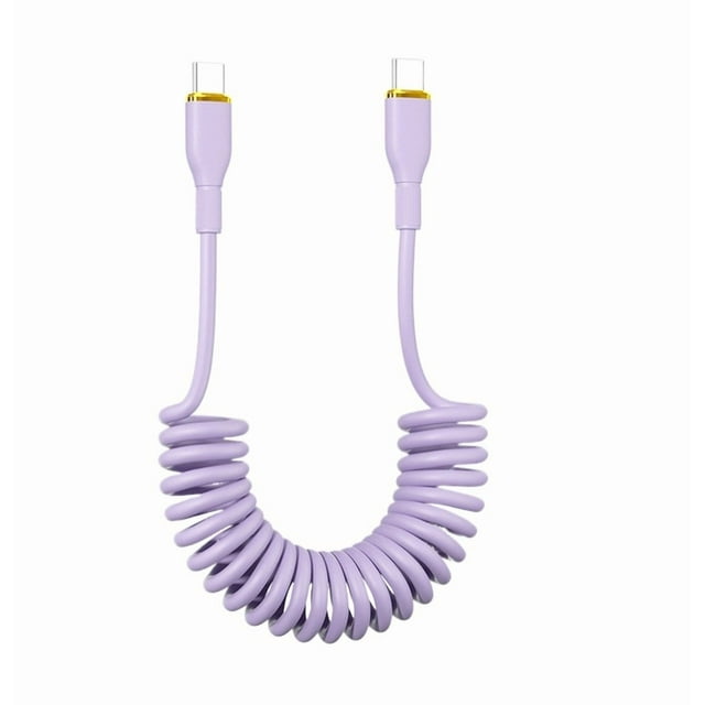100W Car Spring Data Cable Retractable USB C To Type C Fast Charging Cable for Xiaomi Huawei Quick Charge Transfer Cable