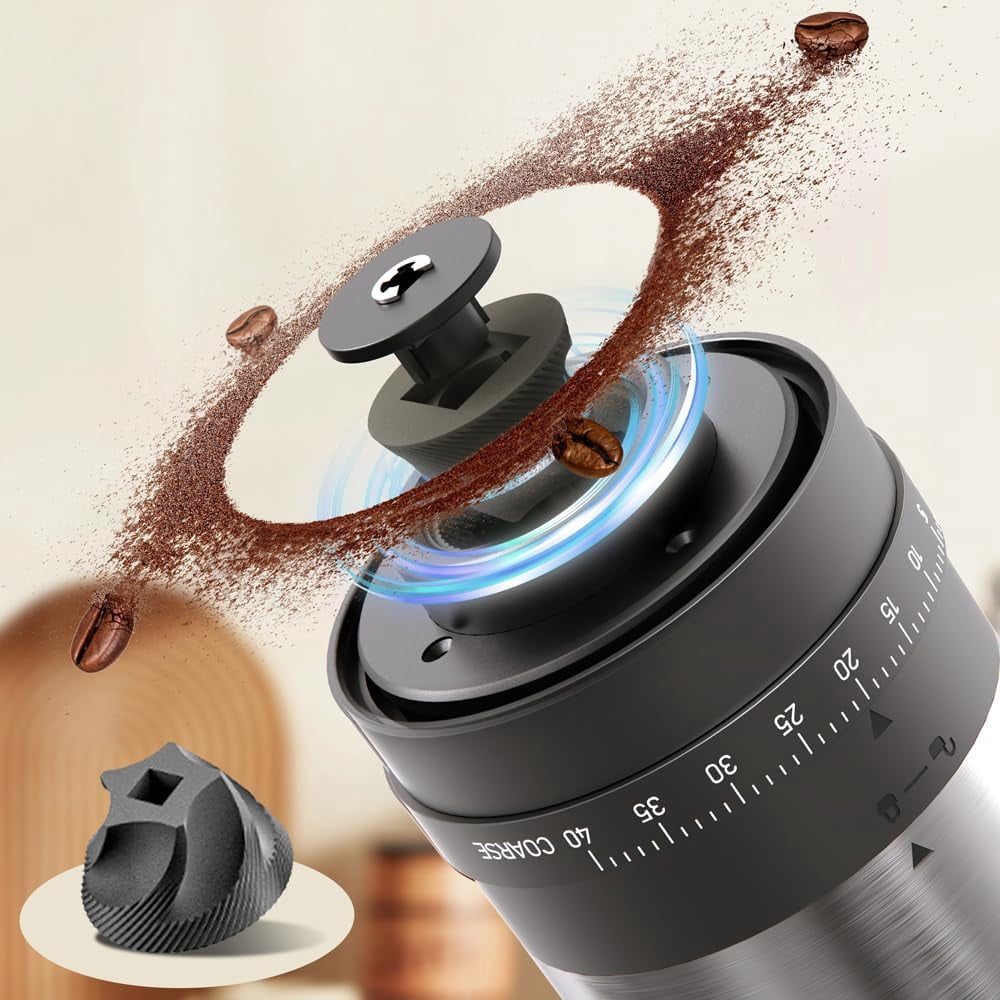 Portable Electric Coffee Grinder,Mini Coffee Bean Grinder,1800mAh Rechargeable Coffee Bean Grinder,Adjustable Coarseness,25g Capacity,Ceramic Cone for Travel,Camping,Office,etc(Stainless Steel)