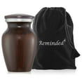 thumbnail image 4 of Reminded Small Cremation Memorial Urn for Human Ashes, Brown Mini Keepsake with Velvet Case, 4 of 5