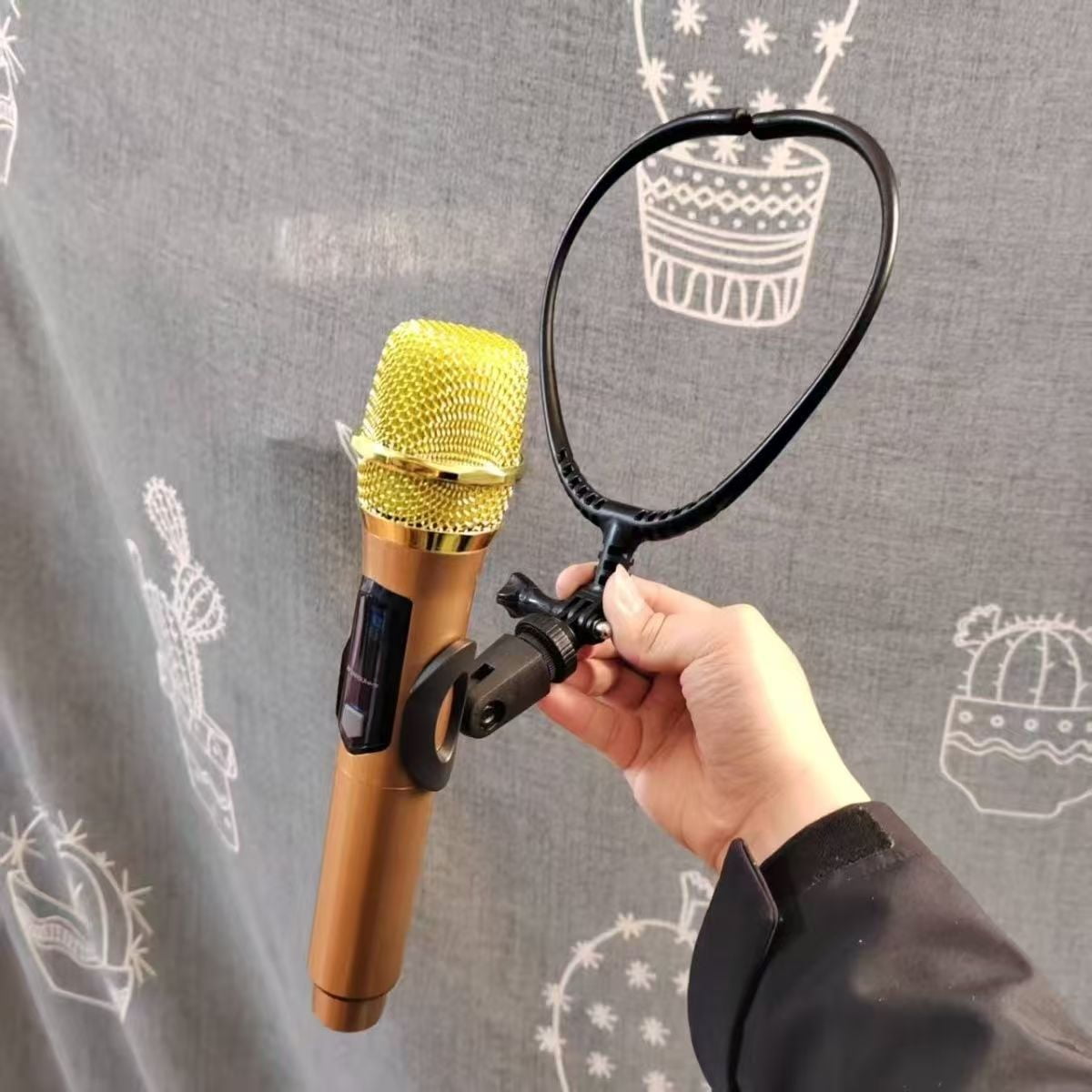 Durable Hands-Free Neck Microphone Stand Featuring an Adjustable Clip - Ergonomically Designed Clip-On Mic Holder Made from Heavy-Duty ABS for Live Performances, Recording, Podcasting, Singing