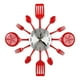 thumbnail image 1 of Relojes de Pared de Cocina Grandes de 16 Pulgadas con Cucharas y Tenedores, Reloj de Pared de Vajilla 3D, DecoracióN del Hogar (Rojo), 1 of 7