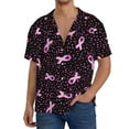 thumbnail image 7 of Lsque Breast Cancer Awareness3 print Men's Cuban Collar Short Sleeve Shirt Summer Beachwear Casual Button Down Fashionable Vacation Leisure Shirt-Large, 7 of 7