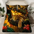 thumbnail image 2 of Feelyou Jungle Cheetah Leopard Twin Sheet Sets, Flower Leaves Bedding, 3 Pieces, 2 of 7