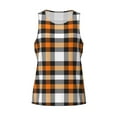 thumbnail image 4 of Xecao Orange Plaid Men's Tank Top Workout Quick Dry Sleeveless Gym Jogging Muscle Shirts Summer Swim Beach Tops, 4 of 9