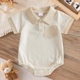 thumbnail image 2 of Farysays Baby Boys Girls Color Block Solid Short Sleeve Knit Button Up Romper Bodysuit Baby Outfit 0-24 Months, 2 of 9