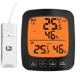 thumbnail image 1 of Psicrómetro táctil de temperatura y humedad interior y exterior de alta definición con pantalla grande, retroiluminación de pantalla digital, termómetro de alarma de temperatura alta y baja, 1 of 5