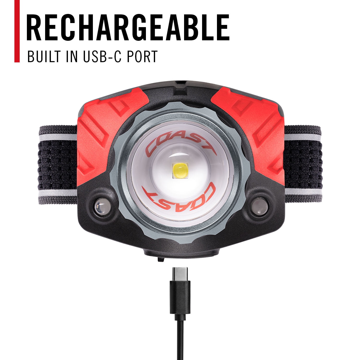COAST FL85R 1250 Lumen Tri-Color (White/Red/Green) Focusing Rechargeable LED Headlamp