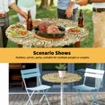 thumbnail image 6 of Elastic Fitted Round Tablecloth, Beige Brown Green Waterproof Stretch Table Cover for 55"-60" Tables, Retro Botanical Abstract Art Washable Outdoor Tablecloths for Patio, Picnic, Camping, 6 of 9