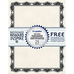 Five Dollar Silver Certificate Geographics® 30% Recycled Blank Parchment Certificates, 8 1/2