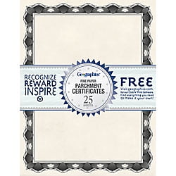 1934 Silver Certificate - Geographics® 30% Recycled Blank Parchment Certificates, 8 1/2