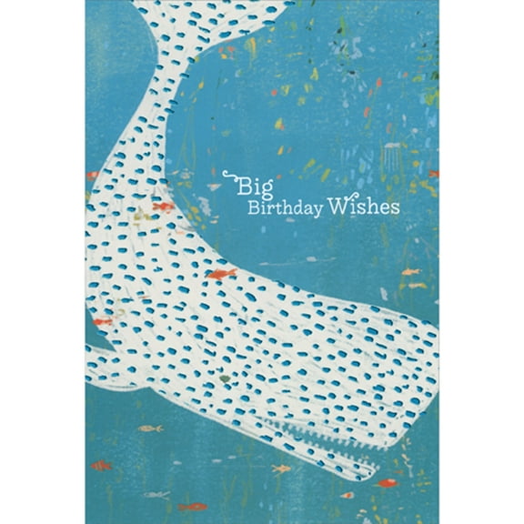 Pictura Big Birthday Wishes: White Whale with Blue Foil Spots Birthday Card