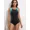 black&green, variant on Alove Women Stereoscopic Pattern Bathing Suits Open Back Beach Wear One-piece Swimming Fitness Boxer Quick-drying Swimsuit for Swimming Pool