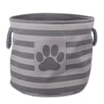 thumbnail image 1 of Design Imports CAMZ37206 Bac de Rangement Rond en Polyester pour Animaux 15 x 18 x 18 Po Rayé avec Patch Patte, Gris - Grand, 1 of 1