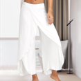 thumbnail image 4 of Cotton Basic Casual Pants Asymmetrical Women Simple Pants Side Slit Daily Outfit, 4 of 7