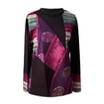 thumbnail image 4 of CEHVOM Mode Femmes Imprimé Manches Longues Confortable Respirant T-Shirt Col Rond Hauts, 4 of 6