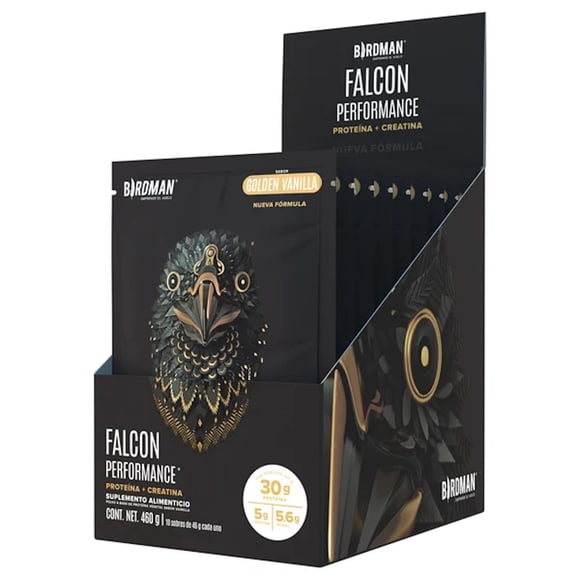 Caja con 10 sobres de Proteina Vegetal 42 g c/u Golden Vainilla Birdman