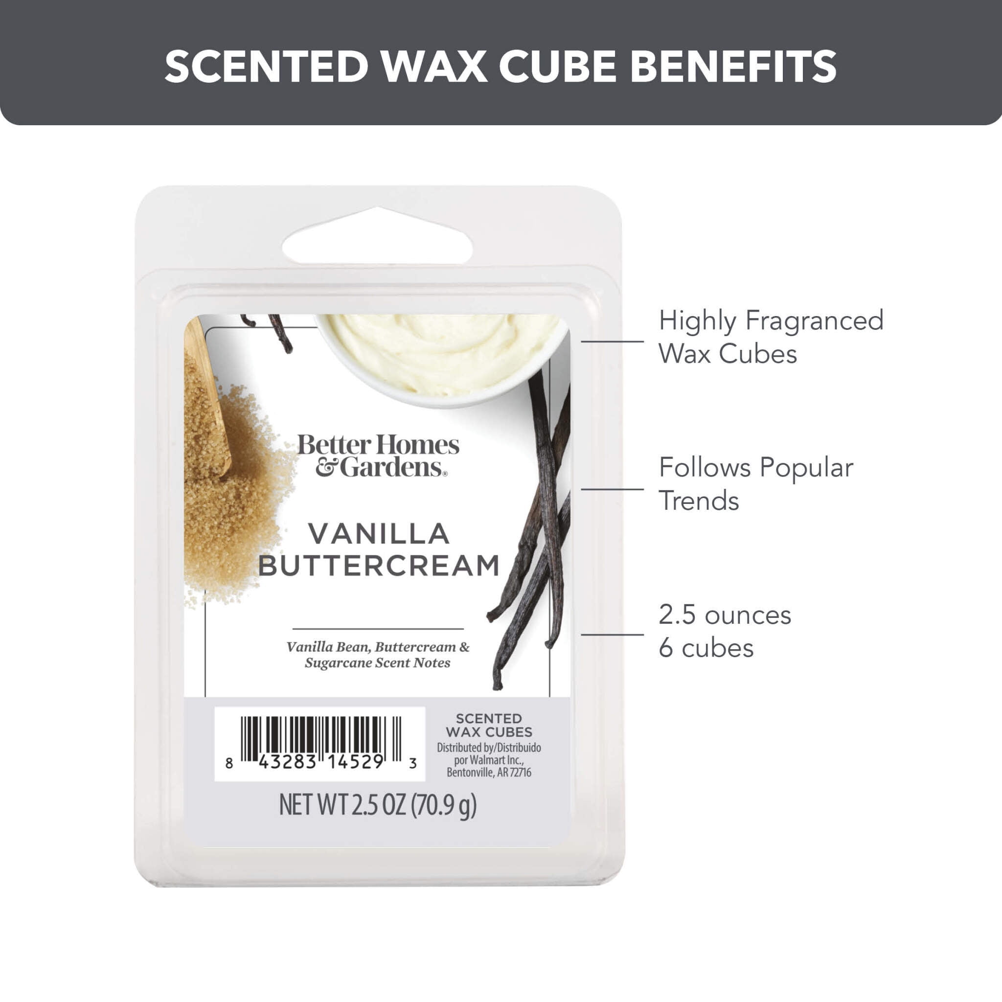 Vanilla Buttercream Scented Wax Melts, Better Homes & Gardens, 2.5 oz (5-Pack)