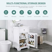 Soges 20 Bathroom Vanity with Ceramic Sink, Solid Wood Bathroom Makeup Cabinet with Soft Close Door, Adjustable Shelf and Drawer, Free Standing Single Basin Vanity Set for Small Bathroom, White