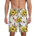 thumbnail image 3 of Lsque Bird Sunflowers Mens Sleep Pajama Shorts,Short Pajama Pants, Cotton Ultra-Soft Knit-Medium, 3 of 9