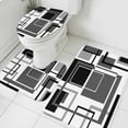 thumbnail image 4 of Abstract Lines Art Bathroom Rugs Set Black White Grey Geometric Modern Non Slip Absorbent Soft Bath Mats 3 Piece Set with Bathroom Rug, U-Shaped Floor Mat, Toilet Seat Cover Small Size, 4 of 9