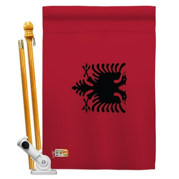 Americana Home & Garden AA-CY-HS-140003-IP-BO-D-US18-AG 28 x 40 in. Albania Flags of the World Nationality Impressions Decorative Vertical Double Sided House Flag Set & Pole Bracket Hardware Flag Set
