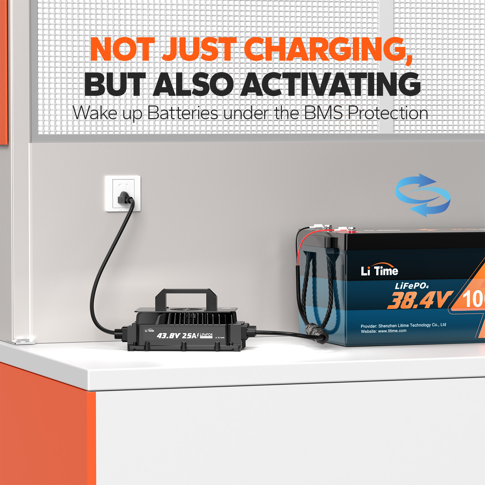 LiTime 43.8V 25A Lithium Battery Charger for 36V(38.4V) LiFePO4 Lithium Battery, IP65 Waterproof Wide Applications for Golf Cart, RV, 36V Trolling Motor