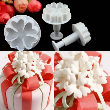 

3Pcs Five Heart-Shaped Flower Cake Fondant Cookie Decorating Plunger Mold