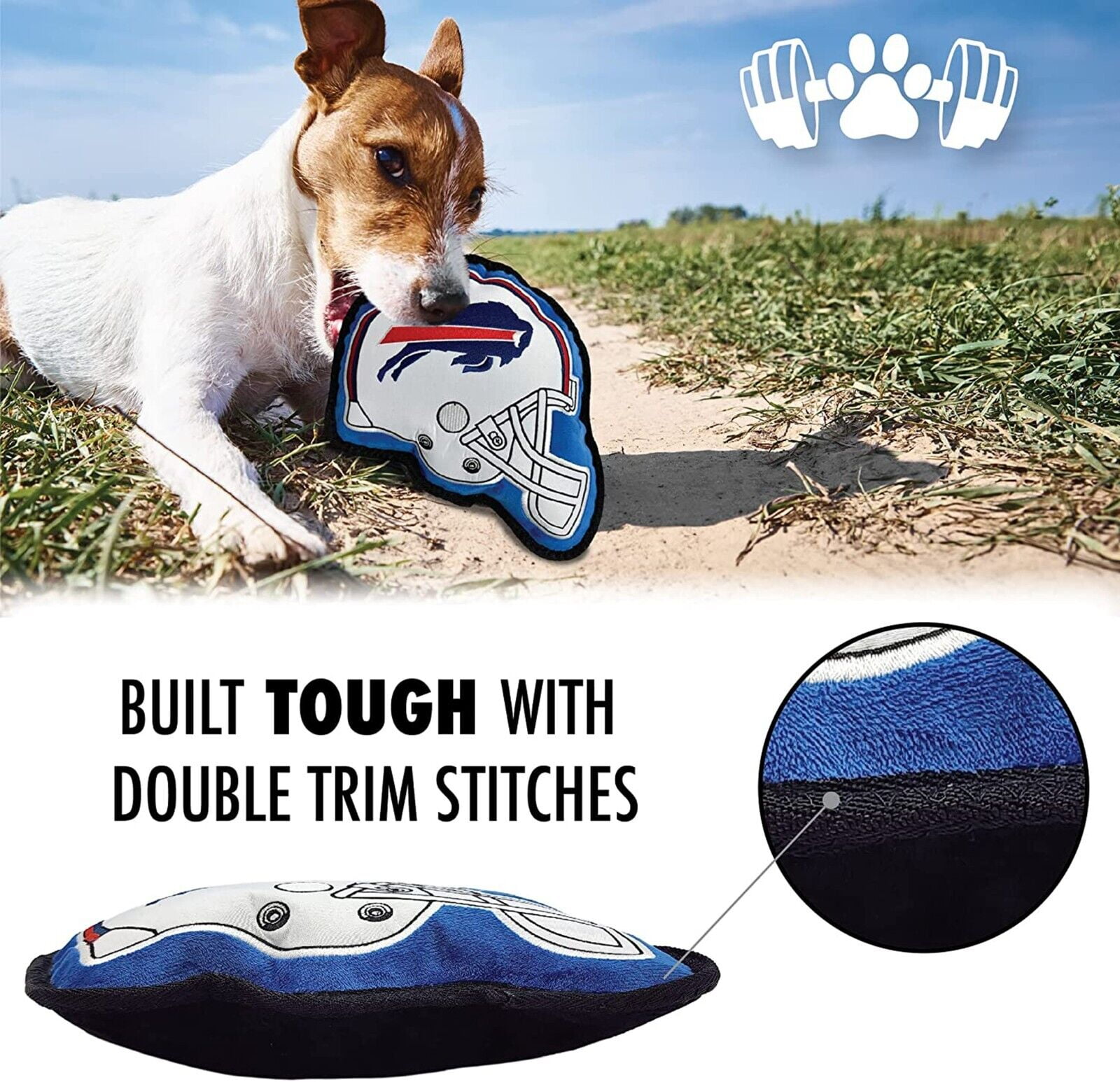 Pets First NFL Buffalo Bills Tough Helmet Pet Dog Toy Premium Quality with Built-in Squeaker Chew Toy