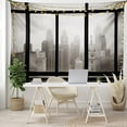 thumbnail image 6 of City Tapestry, Philadelphia City Rooftop View Through Window Skyline Landmark Rooftop Travel, Fabric Wall Hanging Decor for Bedroom Living Room Dorm, 2 Sizes, Grey Black, by Ambesonne, 6 of 9