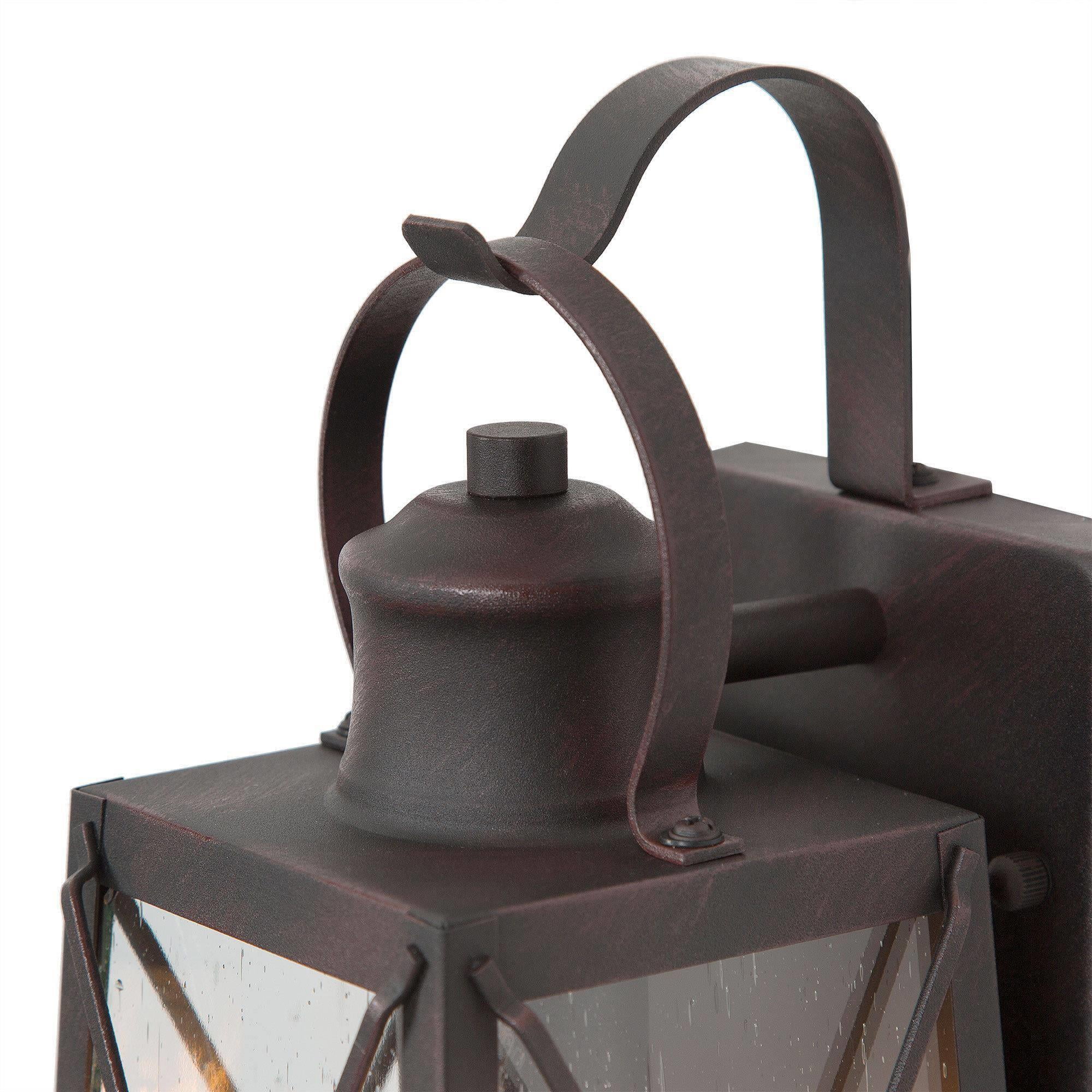 LNC 2pcs/Pack Trasitional Antique Bronze and Seeded Glass Square Shape Outdoor Wall Sconces