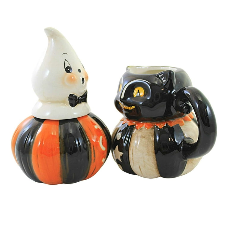 Tabletop Ghost/Cat Sugar & Creamer Dolomite Halloween Johanna