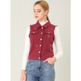 thumbnail image 2 of Unique Bargains Women's Turn Down Collar Button Denim Washed Vest, 2 of 6