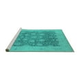 thumbnail image 2 of Ahgly Company Machine Washable Indoor Rectangle Oriental Turquoise Blue Industrial Area Rugs, 8' x 12', 2 of 4