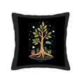 thumbnail image 3 of Whimsical 18x18in Throw Pillow Covers Set of 2 - Black Background with Colorful Tree Stars and Clouds - Perfect for Couch Bed Car, 3 of 6