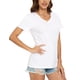 thumbnail image 4 of Camiseta Lunivop para mujer, cuello en V, manga corta, casual, blanca, L, 4 of 4