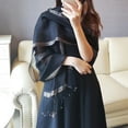 thumbnail image 3 of Eoperou Lady Scarf Imitation Silk Beads Decor Contrast Color See-through Thin Sunscreen Wide Quick Dry Summer Neck Wrap Party Favors, 3 of 8