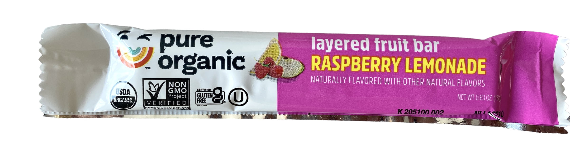Pure Organic Layered Fruit Bars Raspberry Lemonade 0.63 oz. Each Pack of 8
