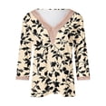 thumbnail image 4 of CYMMPU Tunic Tops 3/4 Sleeve Floral Pattern Fall Fashion Shirts Lace V Neck Spring Tops Loose Fit Blouses for Women Dressy Casual Business Elegant Work Topss Beige XXL, 4 of 5