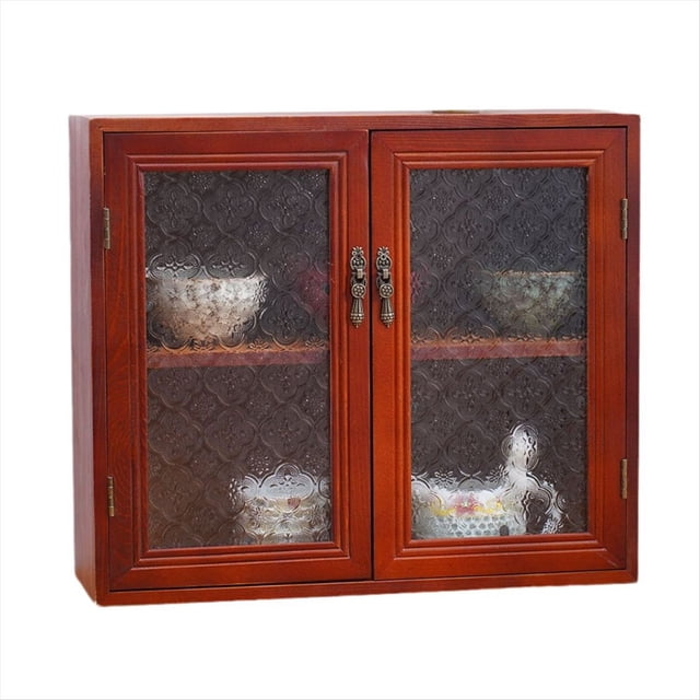 Wind Retro Old Wooden Desktop Double Layer Storage Cabinet Drawer Type Cosmetic Storage Box Perfume Storage Cabinet,1 x Storage Cabinet